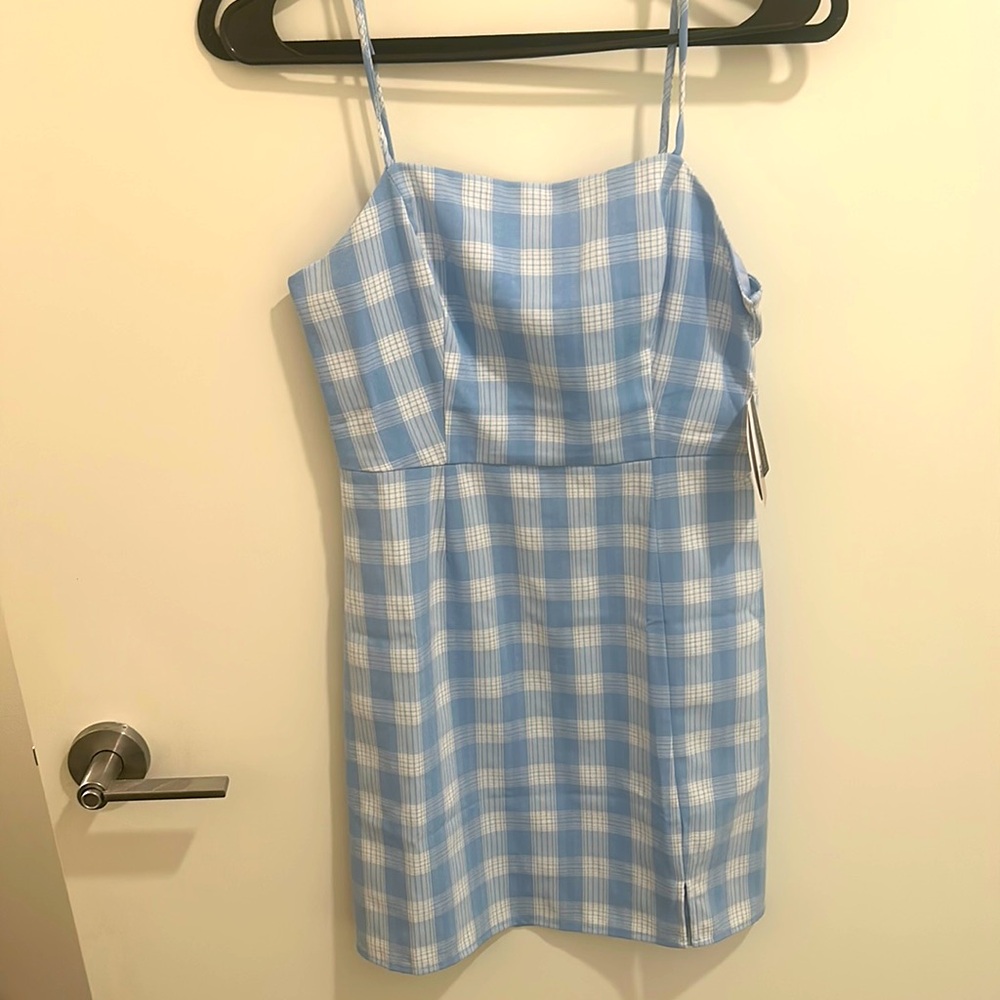 Baby blue plaid dress